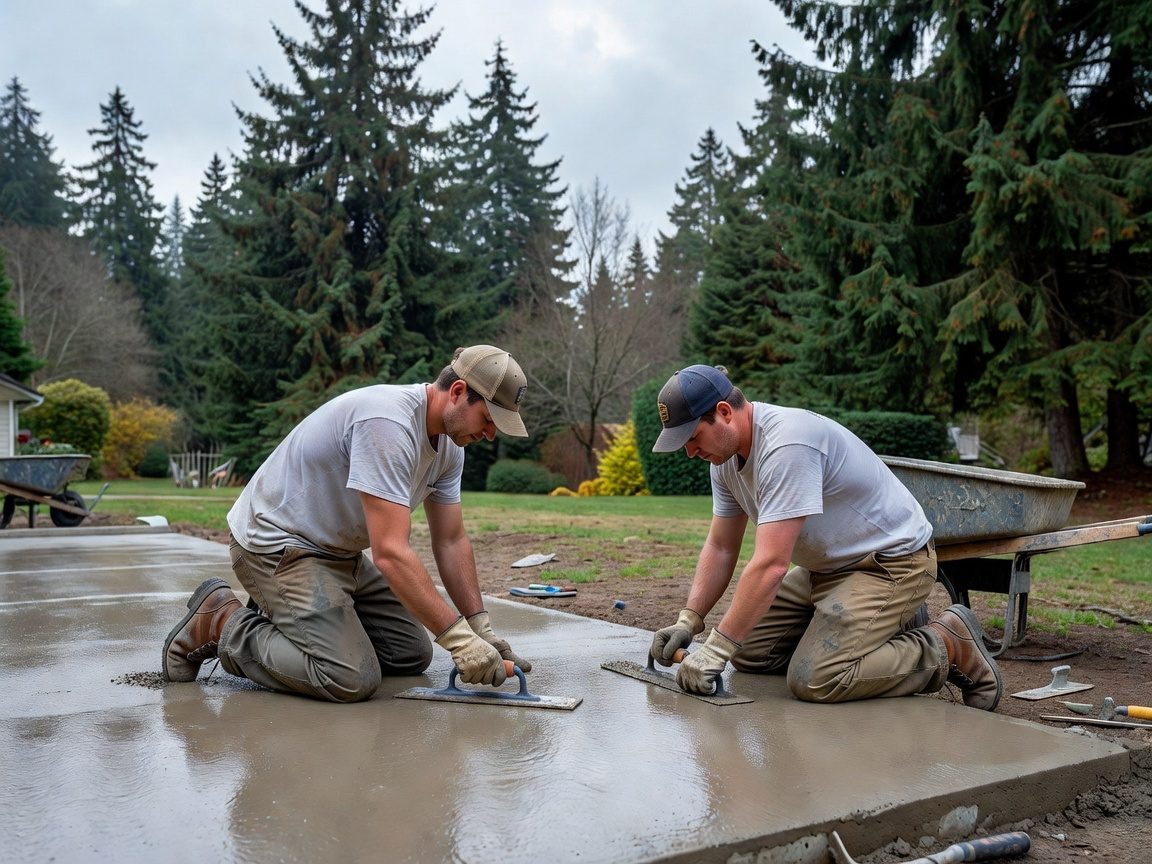 Concrete crew working on a residential slab