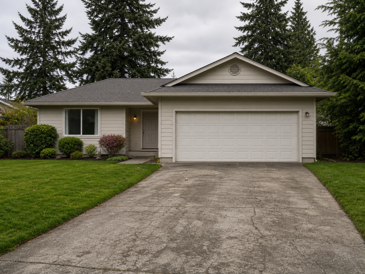 Worn concrete driveway before replacement in Marysville, Washington